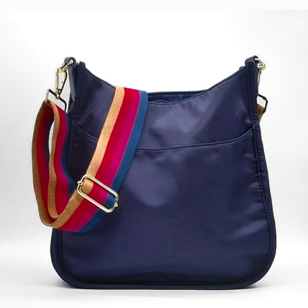 New Ahdorned Everly Water Resistant Nylon Crossbody Shoulder Bag In Indigo Blue